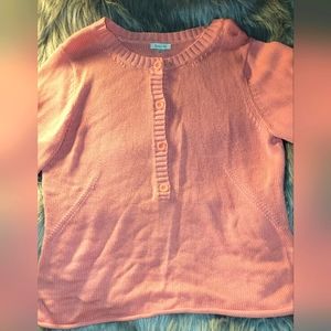 Garnet Hill Pullover Sweater Small Salmon Pink Button Detail Cotton Tunic Large